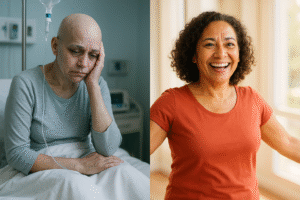Antes e depois da Pró Cura do câncer - Mulher